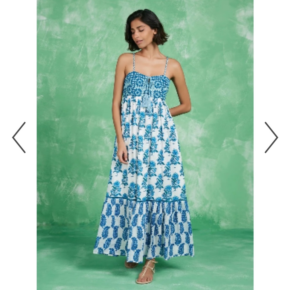$265 Ro’s Garden Anthropologie floral maxi dress with crochet top XS
